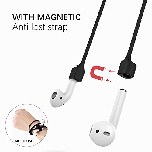 Amial Europe - Correa Magnética Compatible con AirPods [Longitud Extra 70cm] Strap Anti-perdida Cordaje Protector para Auriculares Inalámbricos Bluetooth (Negro)