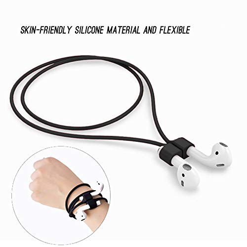 Amial Europe - Correa Magnética Compatible con AirPods [Longitud Extra 70cm] Strap Anti-perdida Cordaje Protector para Auriculares Inalámbricos Bluetooth (Negro)