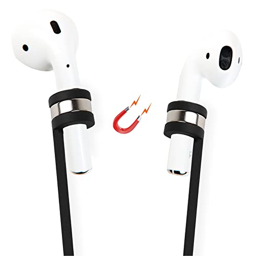 Amial Europe -- Correa Magnética Super Fuerte [Segunda Versión] Compatible con AirPods Auriculares Inalámbricos [Longitud Extra 70cm] Cuerda Silicona Anti-Perdida Protectora (Negro)