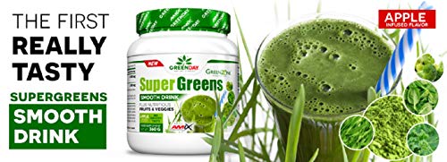 AMIX GreenDay Super Greens Complemento Alimenticio Frutas y Vegetales, 360 g