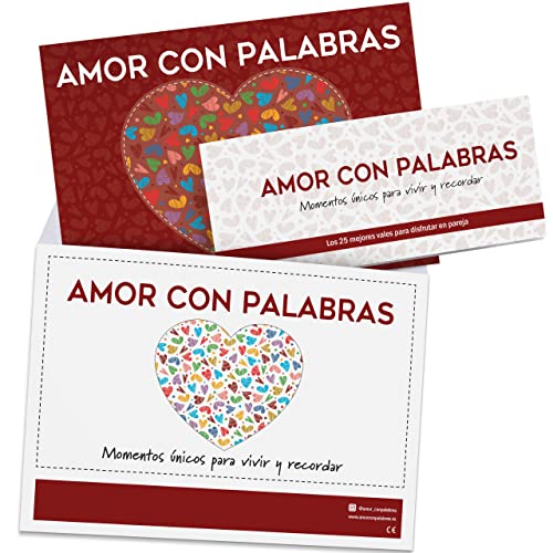 AMOR CON PALABRAS - Talonario para parejas 25 cupones. El mejor regalo para parejas o regalo para novia o novio. Los mejores vales para parejas del mercado. El Mejor Regalos para Parejas