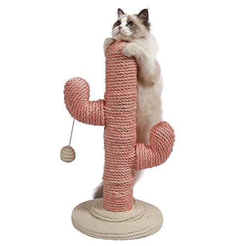 ANANAN Marco De Escalada para Gatos, Marco De Escalada para Gatos Cactus, Columna De Escalada para Gatos, Tabla para Raspar De Sisal, Plataforma para Saltar De Madera Maciza para Gatos,Rosado,105CM