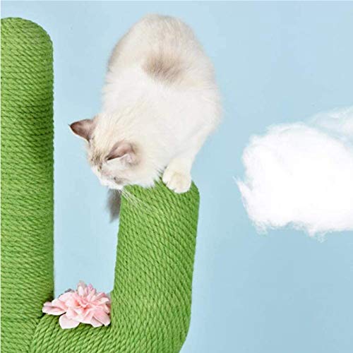 ANANAN Marco De Escalada para Gatos, Marco De Escalada para Gatos Cactus, Columna De Escalada para Gatos, Tabla para Raspar De Sisal, Plataforma para Saltar De Madera Maciza para Gatos,Rosado,105CM