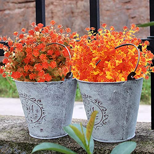 Ancokig Flores Artificiales Resistentes UV Plantas para Colgar en Interiores Exteriores, decoración para el hogar, jardín Decoraciones (Naranja otoñal)