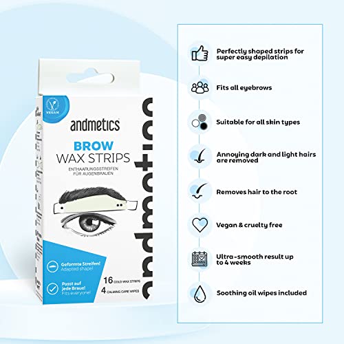 andmetics Tiras de cera para cejas para hombre, perfectas para dar forma a las cejas, para una forma perfecta y natural de las cejas, no más tirones molestos, plantilla para colorear las cejas.