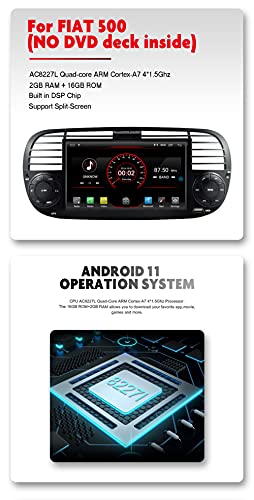 Android 11 Bluetooth GPS Car Player Multimedia For FIAT 500 2G 16G Vehicle Radio Navigator