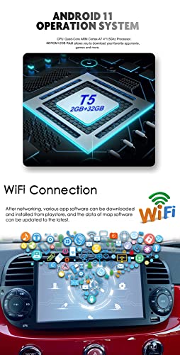 Android 11 Quad Core Car DVD Media Player FOR FIAT 500 Radio Multimedia Built in Wireless CarPlay HDMI Output Car GPS Navigation