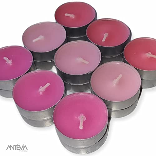 ANTEVIA - Lote de 15 velas aromáticas con aroma a rosa, más de 10 modos, color: rosa (Virtua Rose)