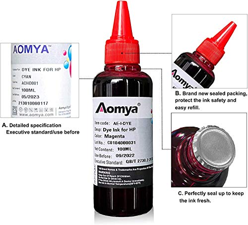 Aomya - Kit de recambio de tinta para HP 60 61 63 64 65 902 932 952 564 Cartucho de tinta recargable para HP Envy 4500 4520 5643 OfficeJet 6500a 6500 6000 (3 negro, 1 cian, 1 Magenta, 1 amarillo