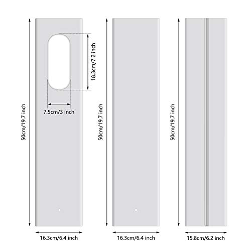 Aozzy PVC Aislante Ajustable para Ventanas Correderas Aires Acondicionados Portátiles y Secadoras - Frena La Entrada de Aire Caliente - de Tamaño Máximo 55" x 6.4"-Universal - con Conector 13CM(5.12")