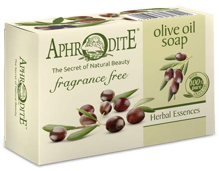 Aphrodite Naturcosmetik - Set de jabón de aceite de oliva de 4 piezas. Jabón natural con fragancias únicas para una piel nutrida - Sin perfume, Argán, Granada, Mango y Papaya (4 x 85g)