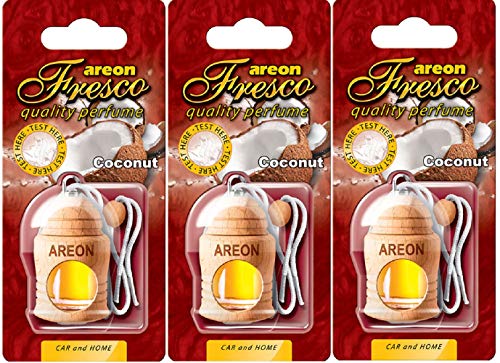 AREON Fresco Ambientador Coche Coco Olor Fruit Tropical Colgante Blanco (Pack de 3)