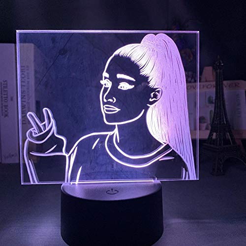 Ariana Grande cantante luz de noche LED decoración del hogar presentación de diapositivas batería USB luz led de color 3d regalo de cumpleaños para niños-7 colores sin control remoto