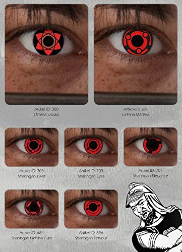 aricona Kontaktlinsen - Lentes de contacto Sharingan - Lentes de contacto de color sin dioptrías para cosplay, carnaval, fiestas de disfraces y disfraces de Halloween, 2 piezas