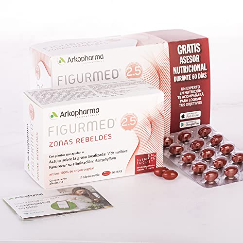 Arkopharma Figurmed Zonas Rebeldes 60 Cápsulas, Para la Grasa Localizada en Piernas y Glúteos, Ayuda a Reducir la Celulitis de Forma Natural + Asesoramiento Nutricional, Complemento Alimenticio