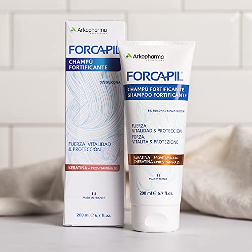 Arkopharma Forcapil Champú Fortificante 200ml, Sin Silicona, Fuerza, Vitalidad Y Protección, Keratina Y Provitamina B6, Fortalece Y Refuerza La Fibra Capilar, Transparente