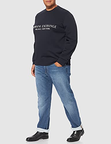 Armani Exchange Crew Neck, Front Extended Logo Sudadera, Azul Marino, L para Hombre