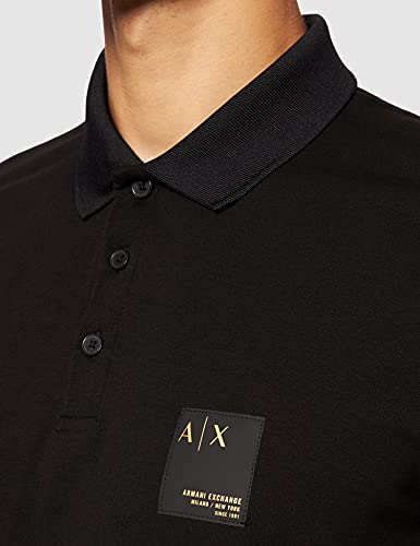 Armani Exchange double knit Polo Shirt, Black, XS