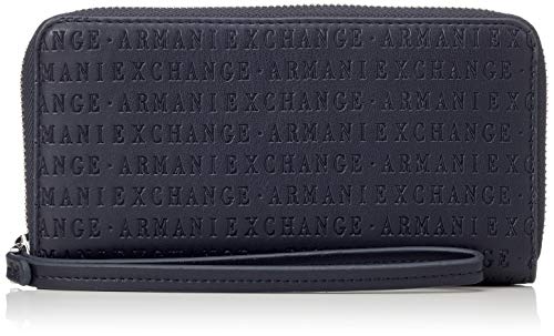 Armani Exchange - Fabric Round Zip, Carteras de mano con asa Mujer, Azul (Navy), 10.5x2.5x19 cm (B x H T)