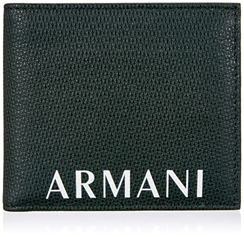 Armani Exchange Logo, Travel Accessory-Cartera bi-Fold para Hombre, Verde Oscuro, Einheitsgröße