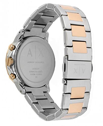 Armani Exchange Reloj para Dama con Cronógrafo de Acero Inoxidable Armani Exchange, Tamaño de Caja de 36 mm, Plata/ Oro Rosa