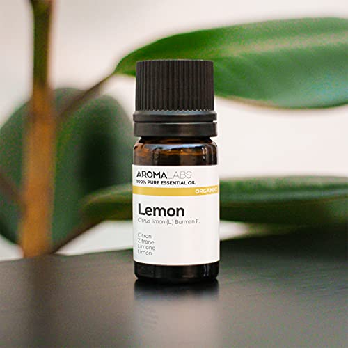 Aroma Labs - Aceite Esencial de Limón - Certificado Orgánico Ecocert - 100% Puro, Natural, Integral - Quimiotipo y Composición Bioquímica Garantizados - Eco-Embalaje en Francia - 30ml