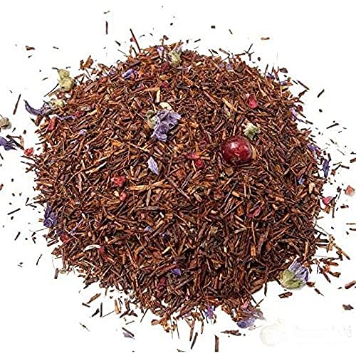 Aromas de Té - Infusión Rooibos Alhambra a Granel Afrutado Relajante y Digestivo/Té Rooibos con Brotes de Malva, Frambuesas, Pasas Liofilizadas y Granos de Granada, 50 gr