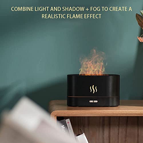 Aromatherapy Essential Oil Diffuser with Flame Night Light, Small Cool Mist Humidifiers for Bedroom, Flame Aroma Diffuser, Home Mini Diffuser Add Water Atomizer, Desktop Aroma Diffuser Humidifier