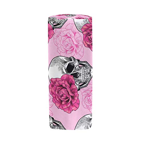 ARRISLIFE Cartuchera Sugar Skull Pink Floral Flower Pencil Case Bolsa con forma de cilindro