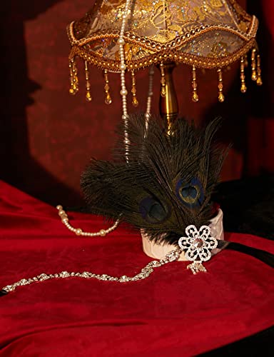 ArtiDeco 1920 Diadema de Pluma de Pavo Real Cinta para el Pelo con Cristal Vintage Años 20 Flapper Pelo Banda de Pluma Disfraz Gatsby Accesorio