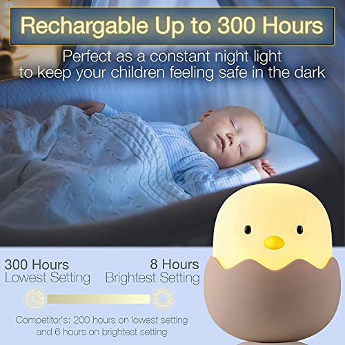 ASENTER Luz Nocturna Bebé Niños Luz Táctil LED Silicona Chick Recargable - Regalo para Bebé
