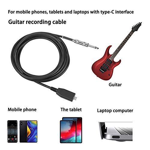 ASHATA Cable de Audio USB-C a 6.35 mm, Cable de grabación de Guitarra Tipo C Macho a 6.35 mm, para amplificadores, Cine en casa, Consola de Mezclas(9,8 pies)