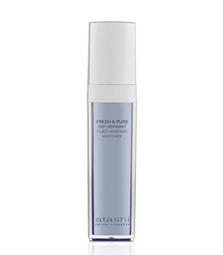 Atashi Fresh & Pure - Day Hidramat | Fluido Facial Hidratante Matificante | Reduce Las Imperfecciones Y Acné | Regula La Producción De Sebo | Pieles Mixtas A Grasas | Flor De Lila | 50 ml