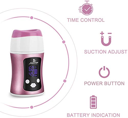Aumentador de labios - Mexitop Máquina de Aumento de Labios Inteligente (Tiempo, Succión) - Pantalla digital, Carga por USB Lip Plumper – Almohadilla de Maquillaje Adicional Incluida