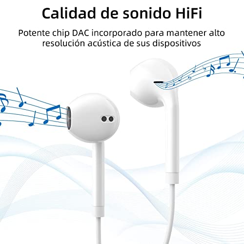 Auriculares internos de 3,5 mm, Auriculares con Cable de micrófono, Control de Volumen de Auriculares de Graves estéreo Compatible con teléfono móvil o teléfono, Pod, Pad, MP3, Huawei, xiaomi