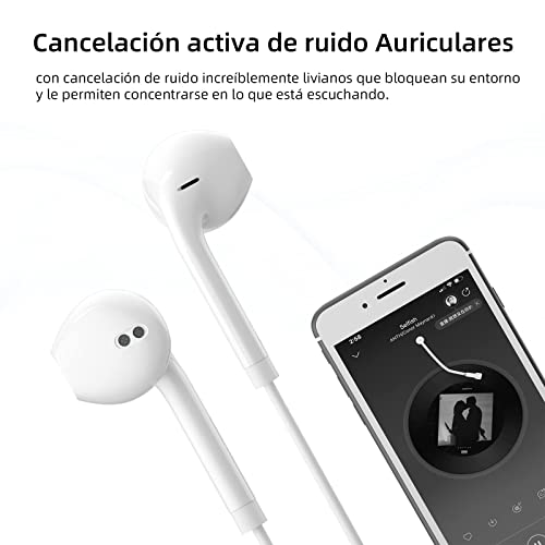 Auriculares internos de 3,5 mm, Auriculares con Cable de micrófono, Control de Volumen de Auriculares de Graves estéreo Compatible con teléfono móvil o teléfono, Pod, Pad, MP3, Huawei, xiaomi