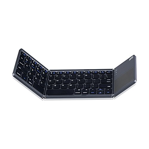 AURTEC Teclado Bluetooth Plegable con Teclado táctil inalámbrico, Recargable, portátil, inalámbrico, para PC, Tableta, Android, Smartphone, Color Gris Oscuro