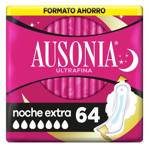 Ausonia Ultrafina Noche Extra Compresas con Alas - 64 unidades