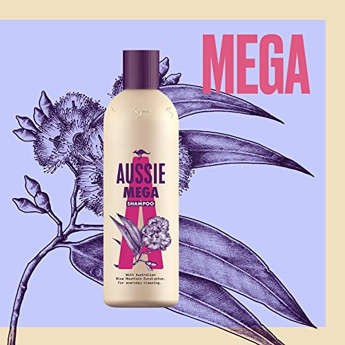 Aussie Mega Champú Limpia A Diario 300ml, Con Eucalipto De Las Montañas Azules Australianas x6