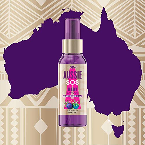 Aussie Spray Para El Cuidado Del Cabello Sos Instant Heat Saviour, Blanco, Aloe, 100 Mililitro