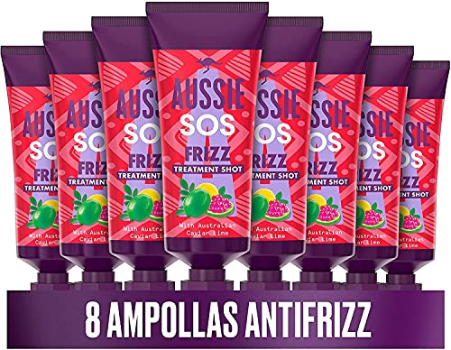 Aussie Tratamiento Acondicionador Intensivo Para El Cuidado Del Cabello SOS Anti-Frizz Shot Para Pelo Seco Y Encrespado 200 ml (8 x 25 ml)