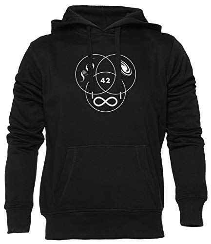 Autoestopistas Guía A Los Galaxia 42 Unisex Negro Sudadera con Capucha Sweatshirt Herren Damen Mangas Larga Tamaño XS Unisex Black Hoodie Long Sleeves XS