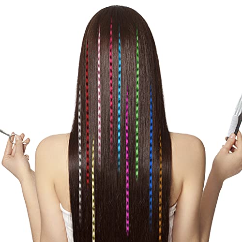 AvoDovA 30 Pz Extensiones de Pelo Plumas, 40 cm Extensiones Plumas de Cabello con Cuentas y Gancho, Extensiones Colores para Trenzas, Extensión Pelo Mechones, Pelo Pluma Sintético Colores para Niña