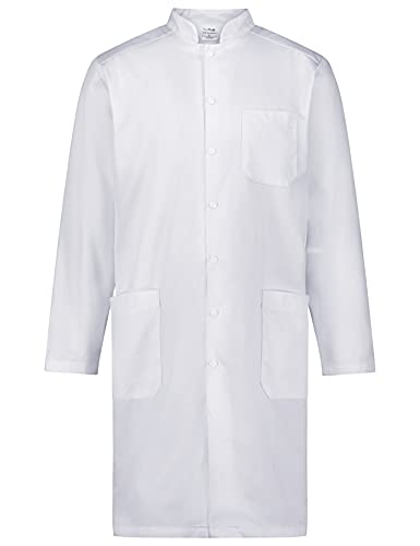 B-well Antonio Bata de laboratorio para hombre, bata de trabajo con mangas largas y 3 bolsillos y fijación oculta con botones de presión Blanco XL