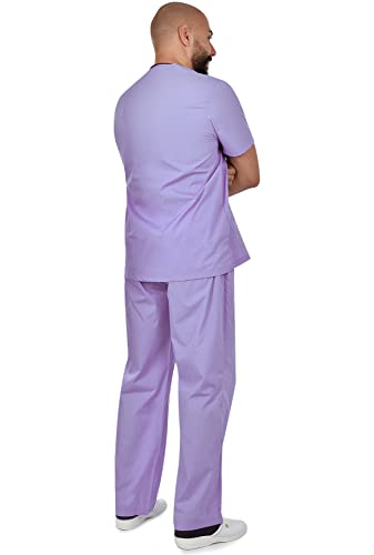 B-well Cesare - Conjunto de escoba unisex con saco y pantalón para rascar (tejido ligero), morado, XS