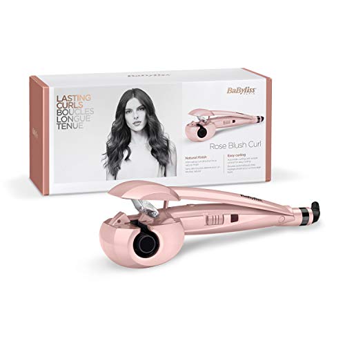 BaByliss 2664PRE Rizador de pelo automático Curl Secret Rose Blush 235 con doble calentador cerámico para hacer ondas y rizos más duraderos, 2 ajustes de 185°C y 205°C, dirección del rizo alterna