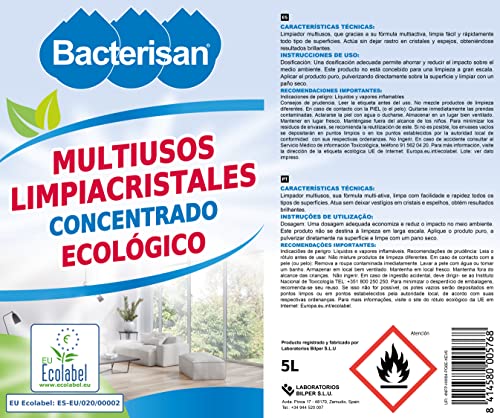 BACTERISAN Multilín Ecológico 5L, Limpiador Multiusos, Concentrado Y Perfumado Para Todo Tipo De Superficies