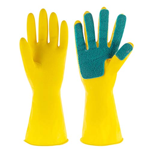 Baluue Guantes de Silicona para Lavar Platos Cepillo de Limpieza Reutilizable Lavar Guantes de Limpieza con Esponjas para La Cocina del Hogar - 1 par Talla S