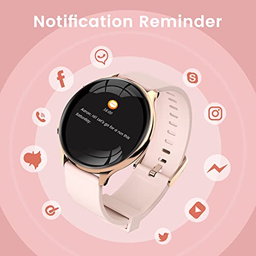 BANLVS Smartwatch Mujer, Reloj Inteligente Mujer IP68 con Pulsómetro, 24 Modos Deportes, SpO2, Menstrual Registro, Monitor de Sueño y Caloría, 1.28 Inch Táctil Completa Smartwatch para Android iOS Oro