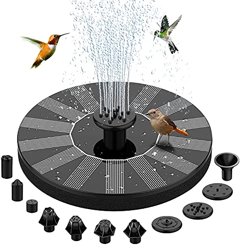BAONUOR - Fuente solar, actualización de 2020, con bomba de agua solar flotante para estanque con 5 efectos, para estanque de jardín, fuente, bebedero de pájaros, acuario